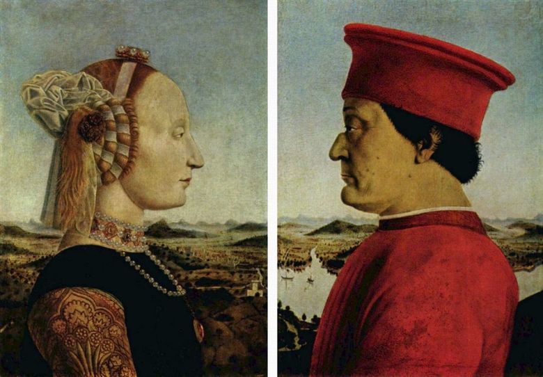 Federigo herceg hercegnő és Battista Sforza hercegnő portréja   Piero della Francesca
