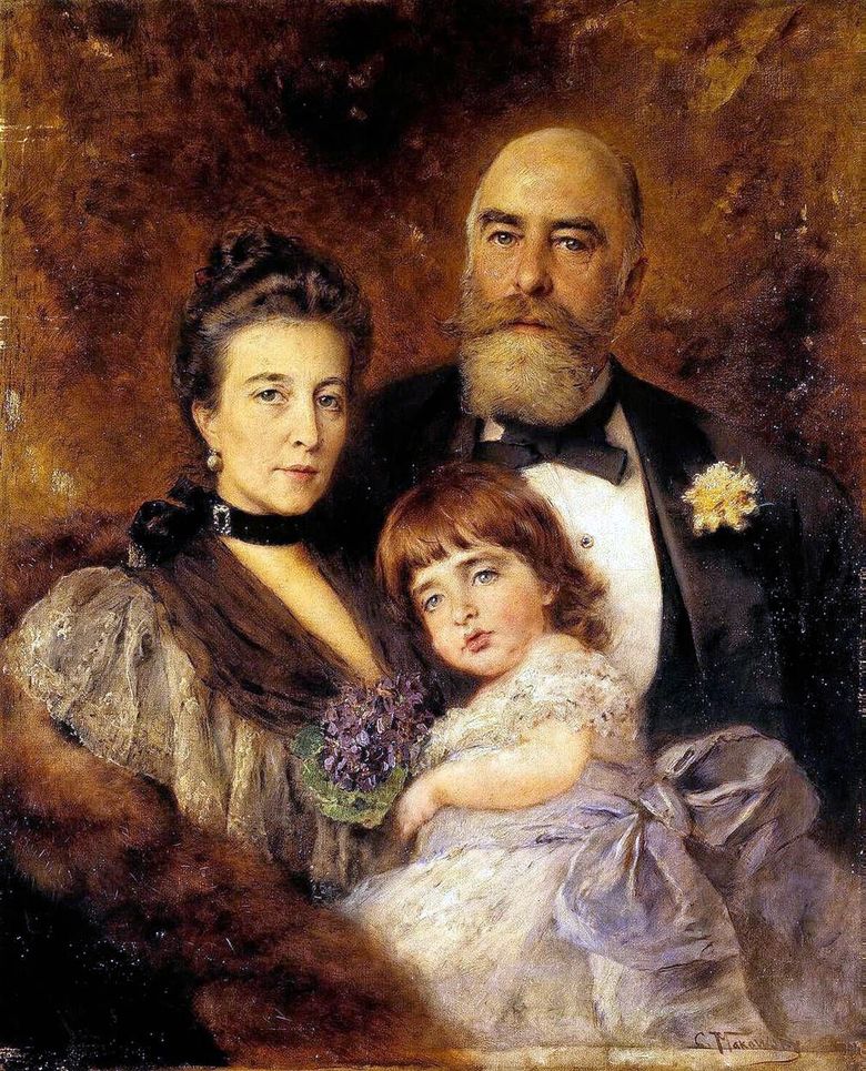 M. S. Volkov, S. N. Volkova és S. M. Volkov Manzey   Vladimir Makovsky csoportos portré
