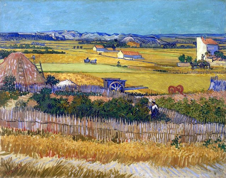 Betakarítás La Cro ban és a háttérben a Montmajeur ban (aratás)   Vincent Van Gogh