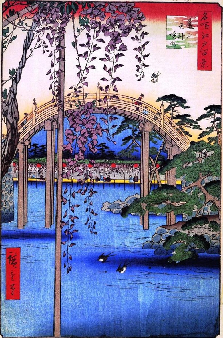 Kameido Tenjin szentély terület   Utagawa Hiroshige