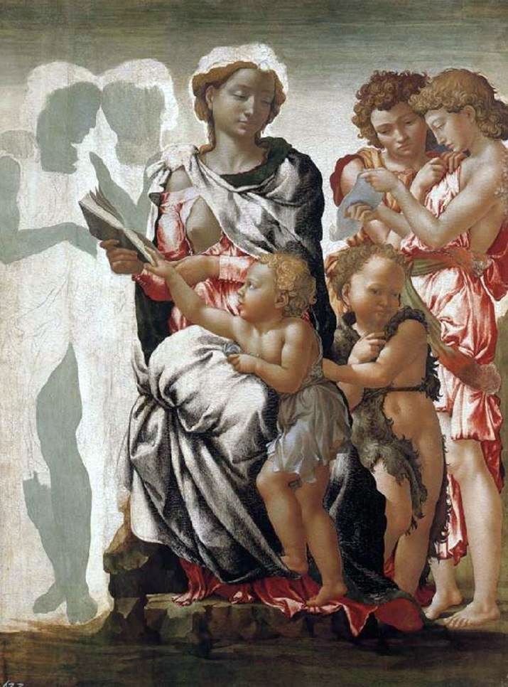 Madonna és gyermek, Keresztelő János és az angyalok   Michelangelo Buonarroti