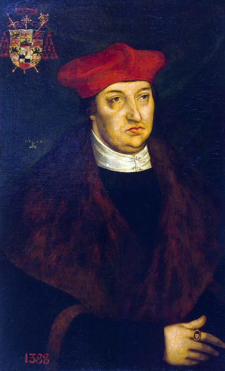 Brandenburgi Albrecht bíboros portréja   Lucas Cranach