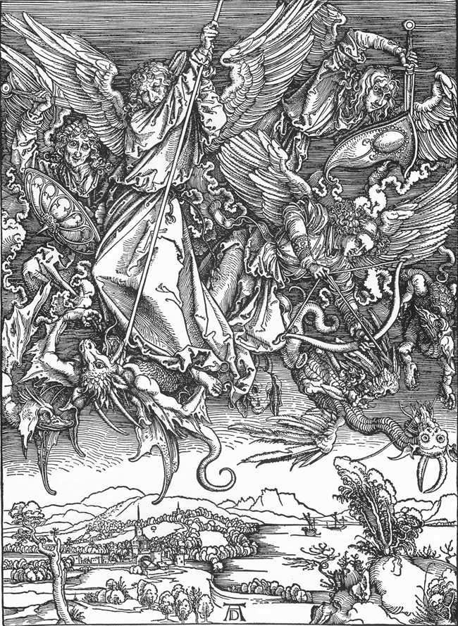 Michael arkangyal csatája a sárkányhoz   Albrecht Durer