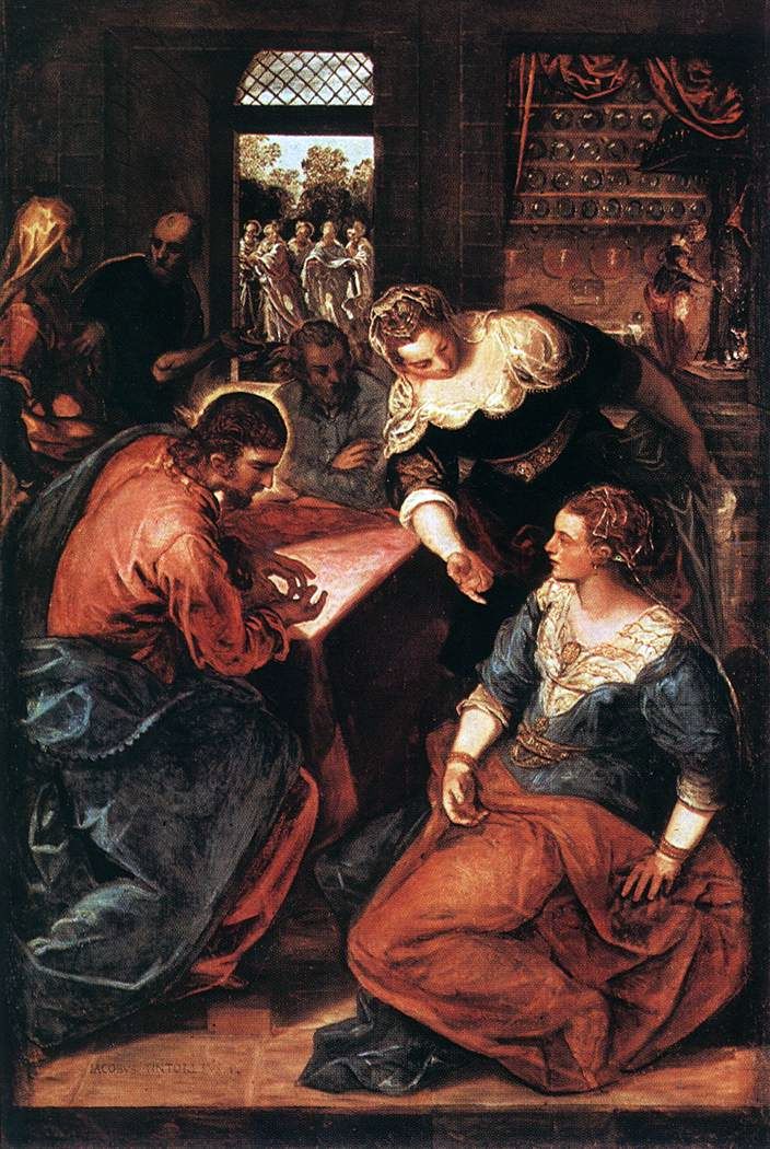 Krisztus a Martha és Mária házában   Jacopo Tintoretto